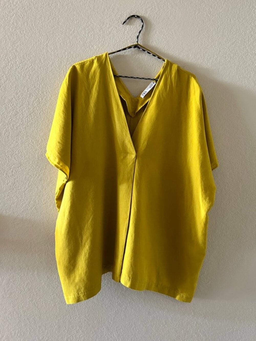 Zara Acid Yellow Tunic Top Linen Blend Size XXL